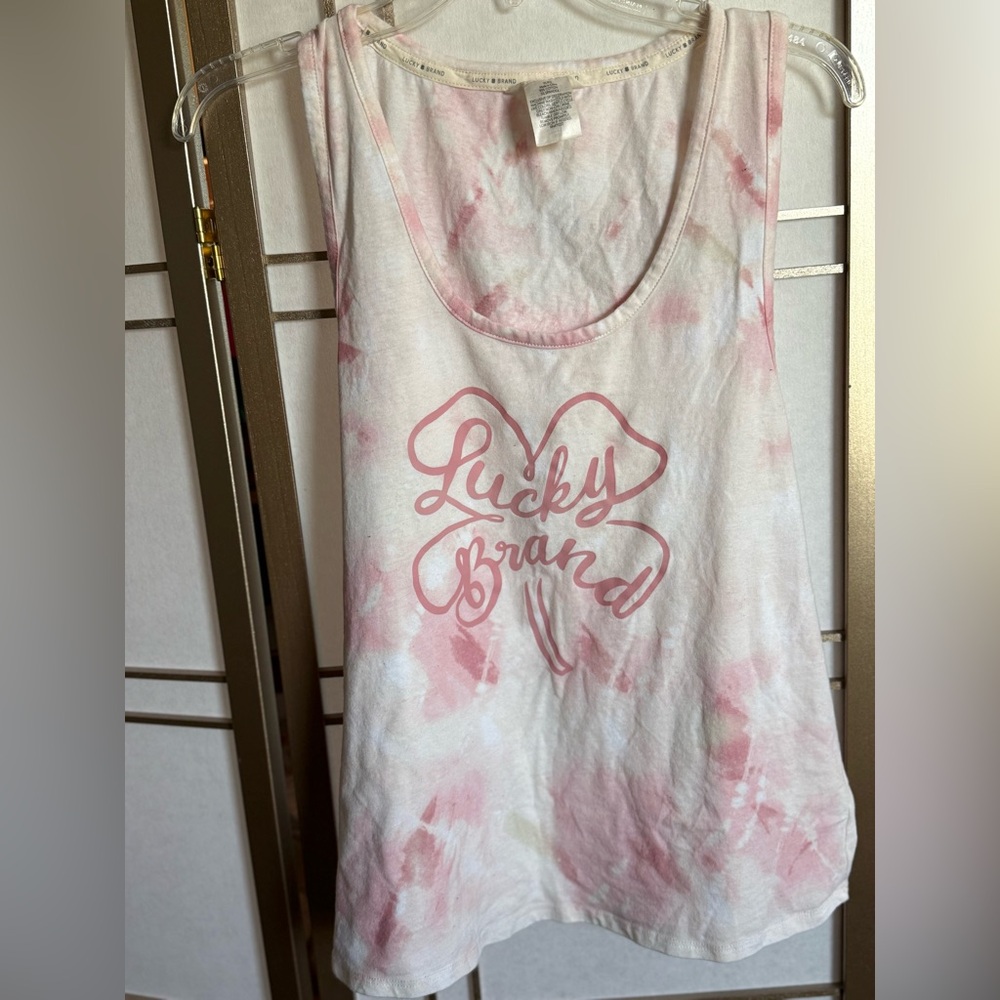 Lucky Brand Pink & White Tank Top - Sz XL - Great condition!